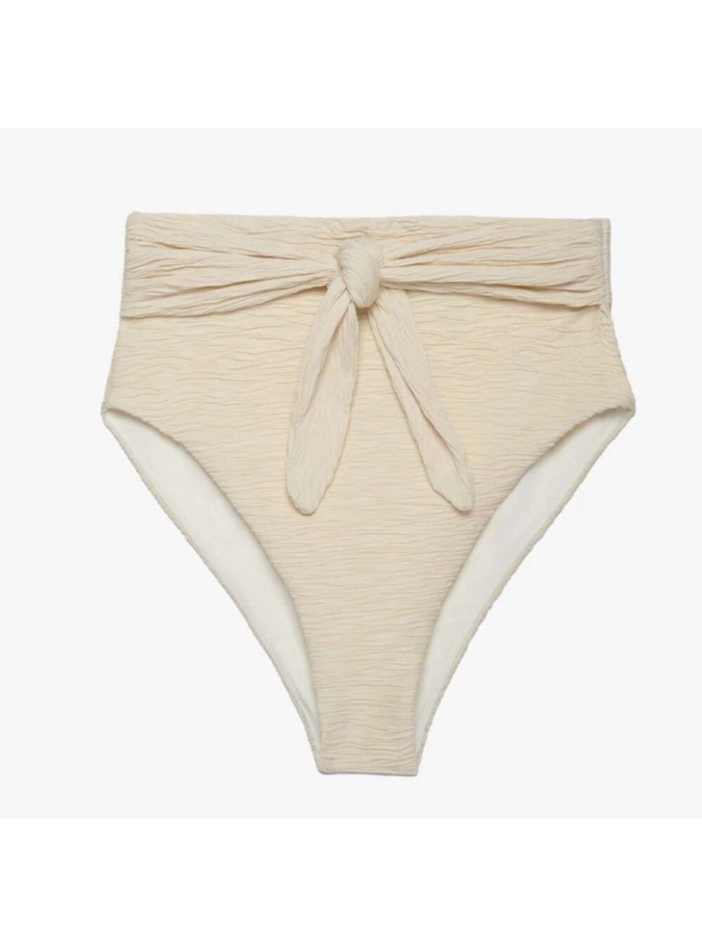 NEW Mara Hoffman Goldie Textured High Waist Swim Bikini Bottoms Cream Size 3X